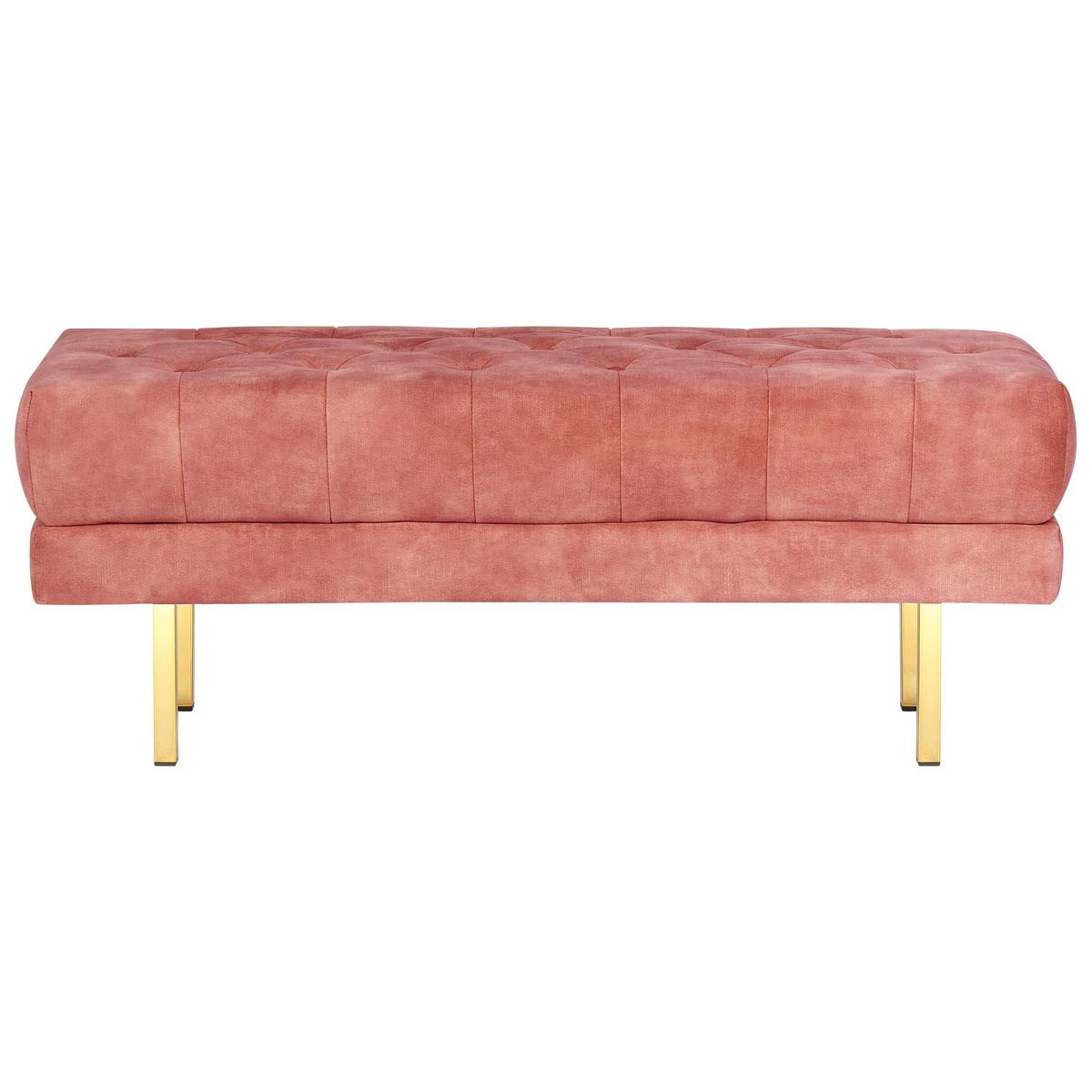 POLSTERBANK Samtstoff Rosa Roseville - Pink, Textil (117/44/40cm) - Beliani