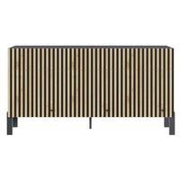 SIDEBOARD Telire 3-türig Schwarz / Artisan Eiche-Optik, 154 cm - Eichefarben/Schwarz, Holzwerkstoff/Metall (154/80.4/34cm) - Selsey