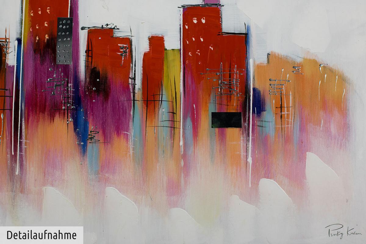 ACRYLBILD HANDGEMALT 120/60 cm - Rot/Weiß, Holz/Textil (120/60cm) - KUNSTLOFT