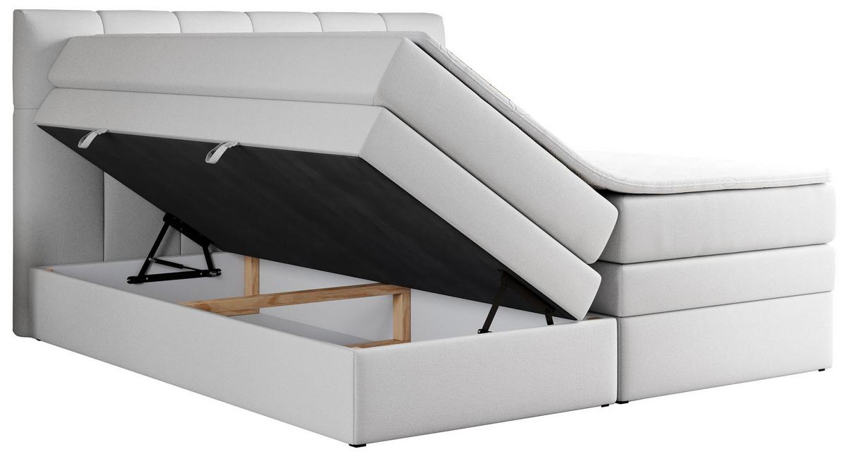 BOXSPRINGBETT ALVIN KING 180/200 Weiß Kunstleder - H3 - Weiß, Holz/Textil (180/200cm) - MKS