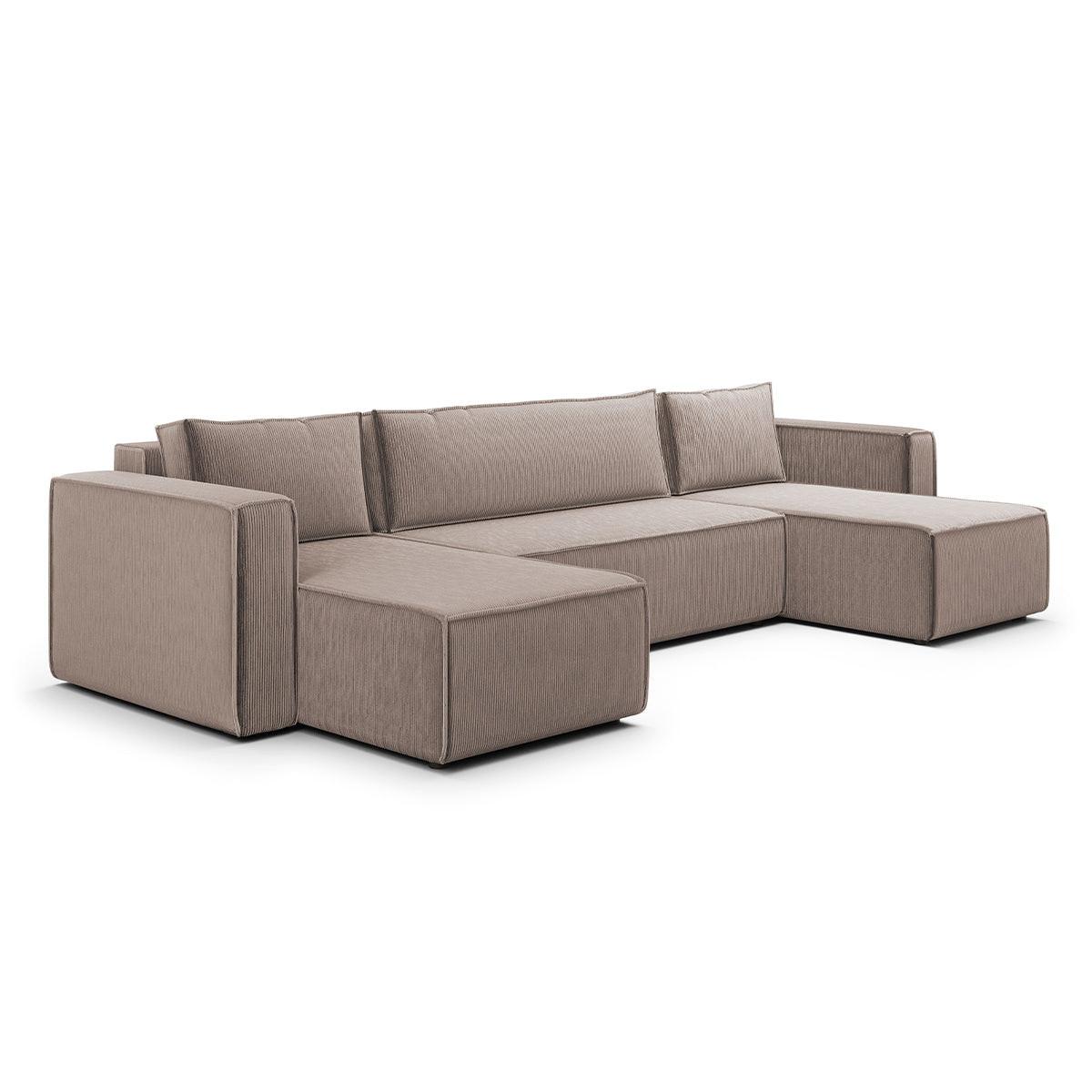 PANORAMASOFA Ezekiel 5 Sitzplätze Taupe - Taupe, Holz (309/73/145cm) - Petits-meubles