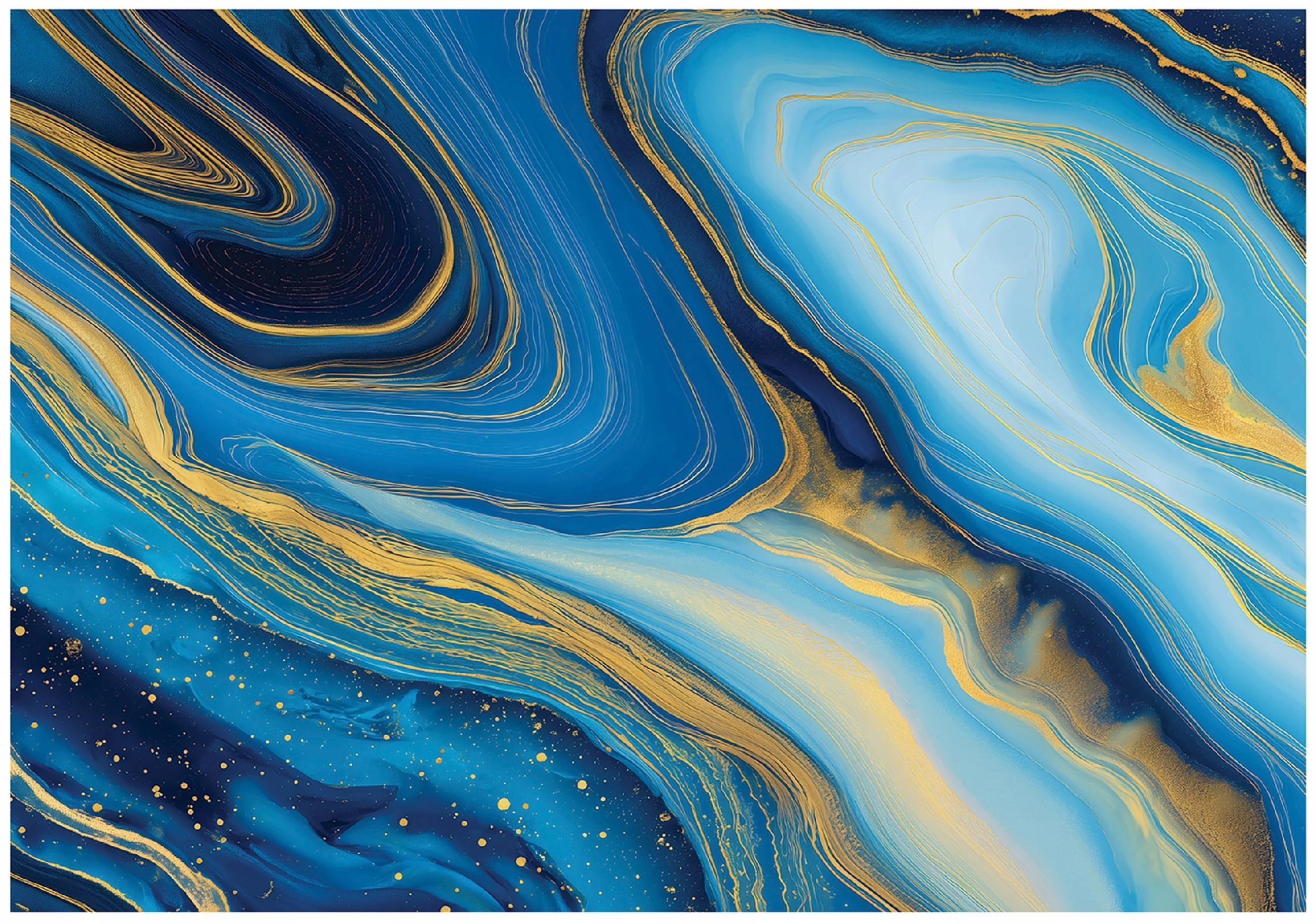 FOTOTAPETE Marmor Glanz Blau 400x280 cm - Multicolor, Papier (400/280cm) - Wallarena