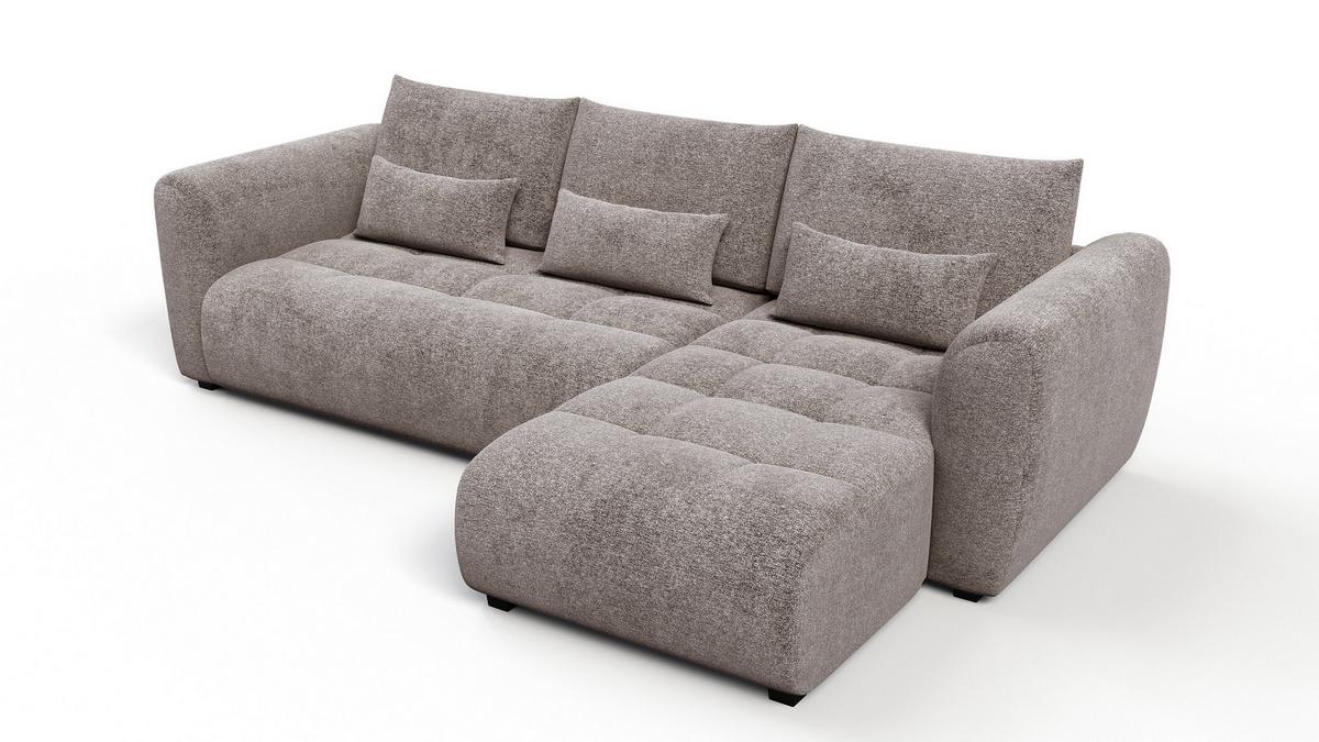 ECKSOFA SORENO 4-Sitzer, dunkelbeige - Beige/Schwarz, Holz/Textil (293/171cm) - Wozimo