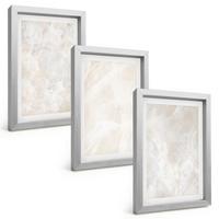 BILDER SET 3er Set - 20x30 cm Silberner Rahmen - Pastellfarbene Marmorstrukturen - Silberfarben, Kunststoff (20/30cm) - TULUP