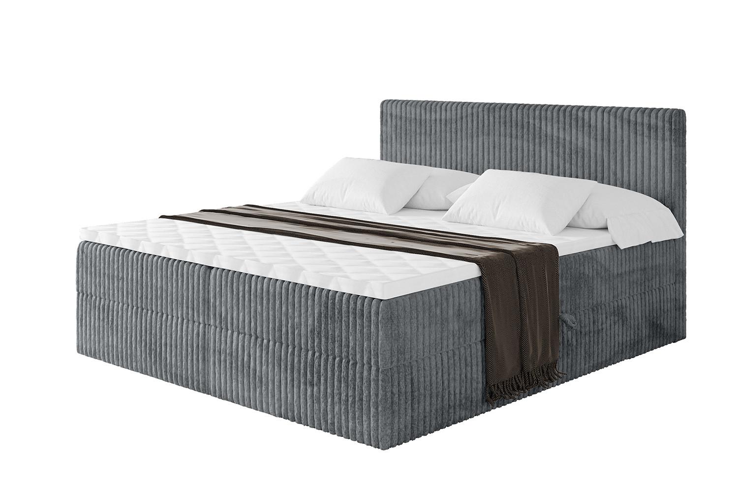 BOXBETT mit Matratze H4 und Lattenrost - TOLO - 120x200 Cord - Dunkelgrau - Dunkelgrau, Holzwerkstoff/Kunststoff (120/200cm) - ALTDECOR
