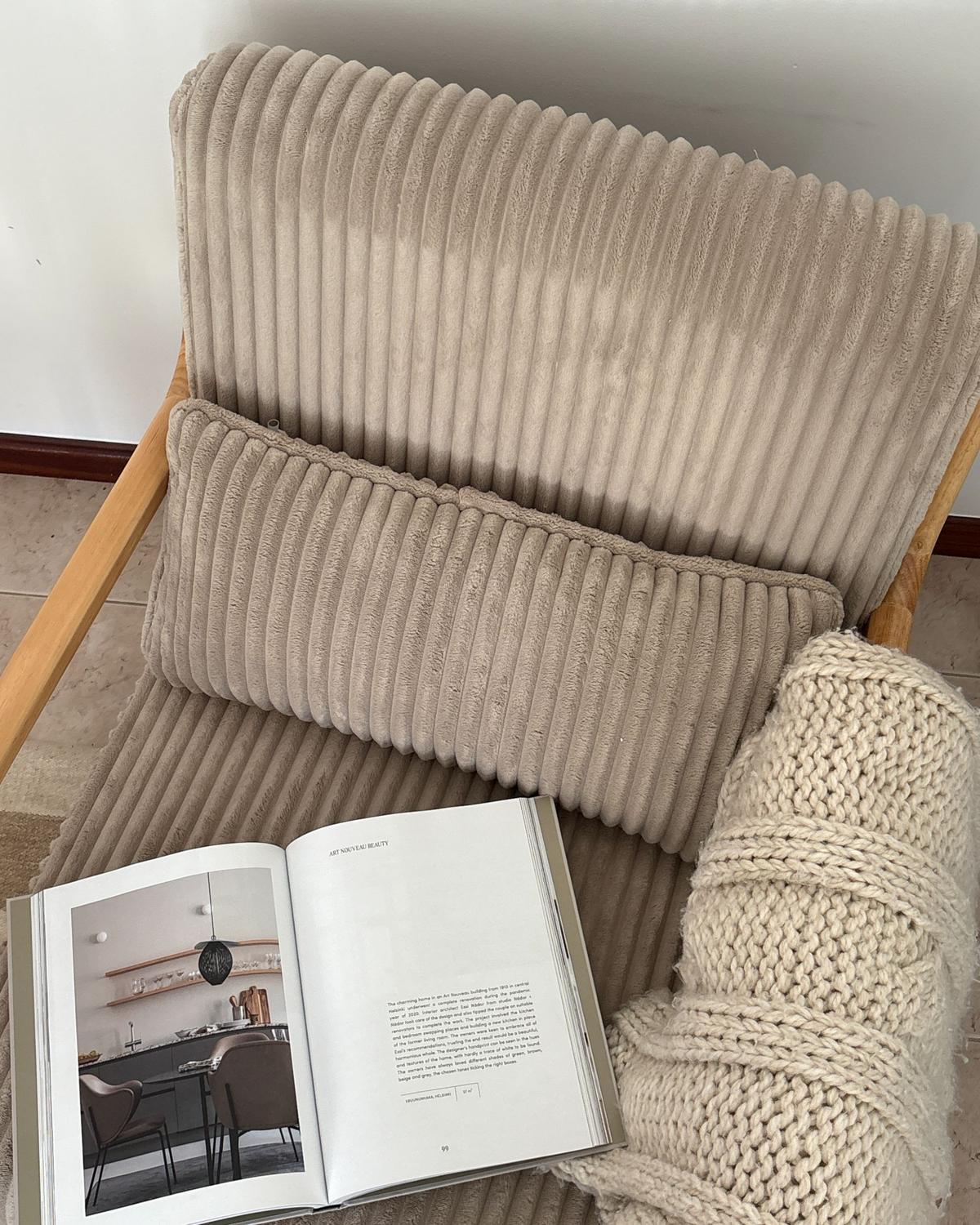 SESSEL Sorsele Cord Beige - Hellbraun/Beige, Holz/Textil (64/77/82cm) - Beliani