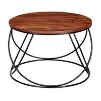 COUCHTISCH Industriestil in Braun, Sheesham-Massivholz Handgefertigt - Schwarz/Braun, Holz/Metall (60/60/40cm) - KADIMA DESIGN