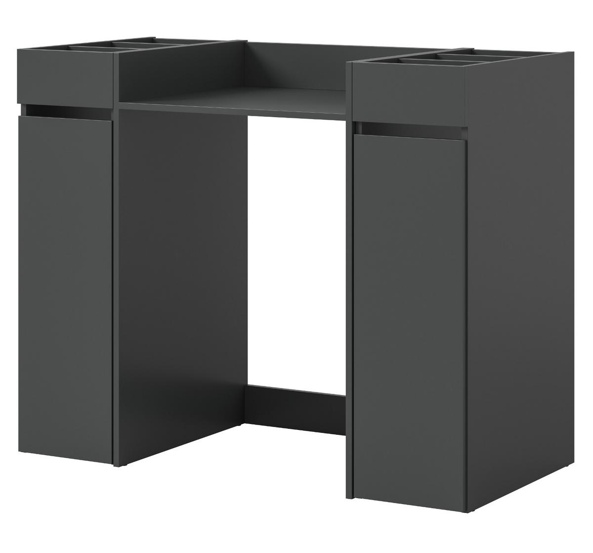 WASCHMASCHINENUMBAU Set grau 3-teilig, Überbauschrank und 2 x Anstellregal - Schwarz/Grau, Holzwerkstoff/Metall (124/101/60cm) - Inn.Furn
