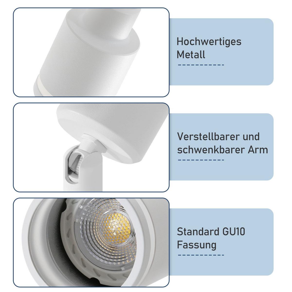 DECKENSTRAHLER Mergentheim 5-flammig 69/5/15.7 cm - Weiß, Metall (69/5/15.7cm) - Nettlife
