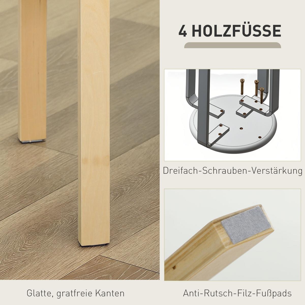 4ER Set Esszimmerhocker Stapelhocker Hocker mit Leinenoptik für Wohnzimmer Creme - Weiß, Holzwerkstoff (40/45/40cm) - HOMCOM