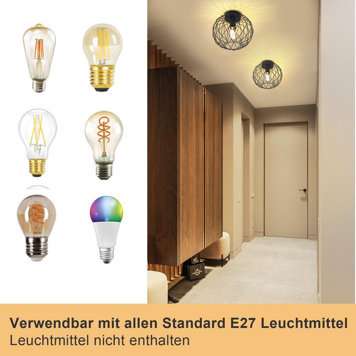 DECKENLEUCHTE Emden 25/25/19 cm - Schwarz, Metall (25/25/19cm) - Nettlife