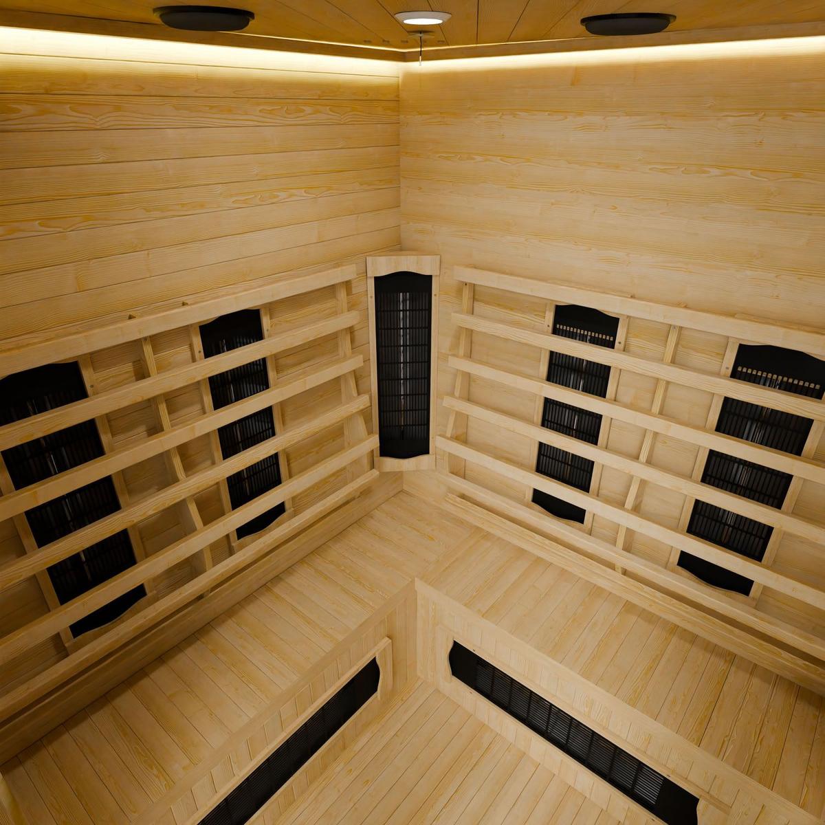 INFRAROTKABINE Nyborg E150K mit Keramik-, Flächenstrahler & Hemlockholz - Naturfarben, Holz (150/190/150cm) - Artsauna