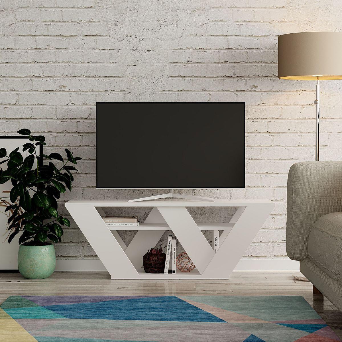 TV-MÖBEL 3 Regale L110 cm - Pipralla - Weiß, Holzwerkstoff (30/40/12cm) - Calicosy