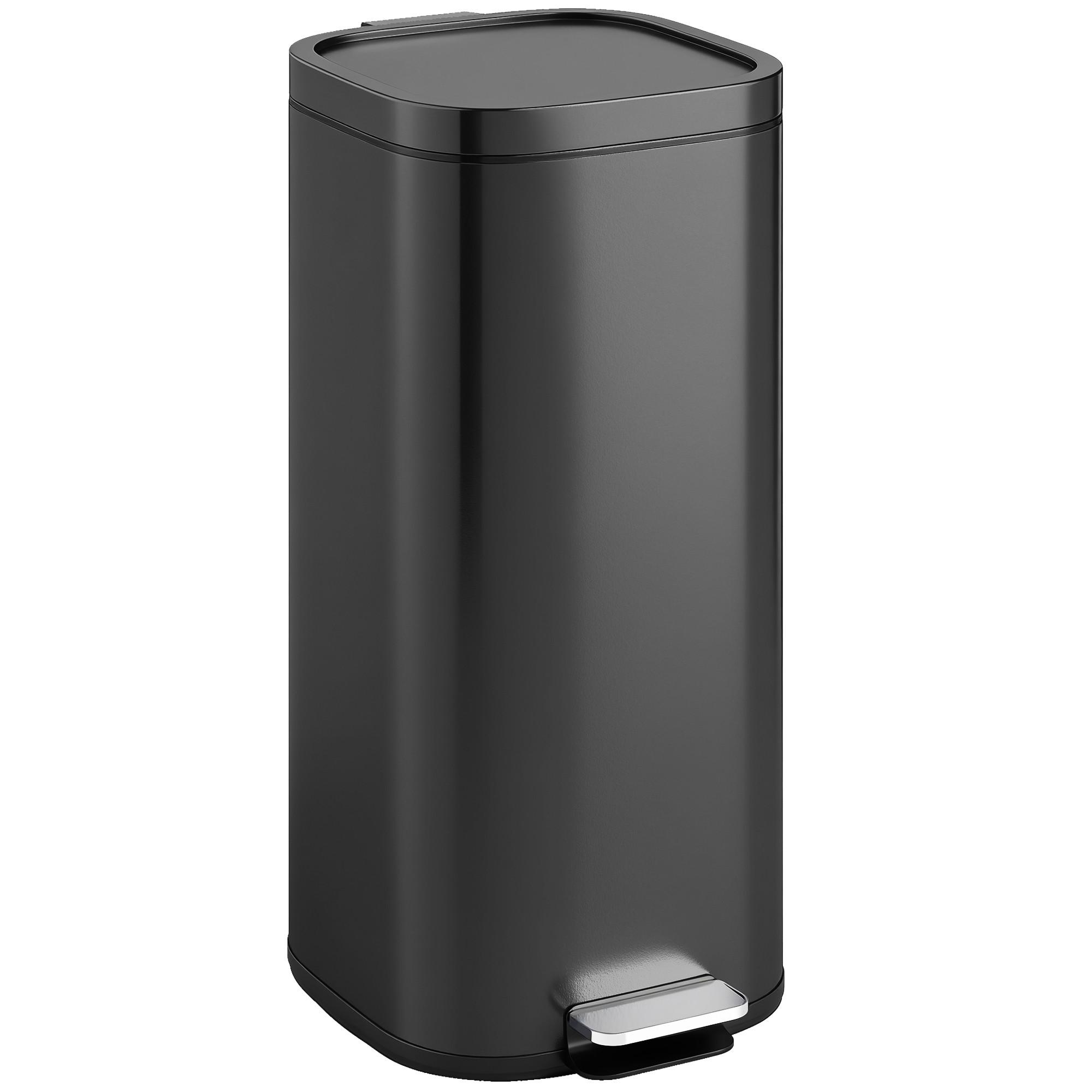 MÜLLEIMER Metall Kunststoff Schwarz - Schwarz, Metall (29/59.5/36cm) - HOMCOM