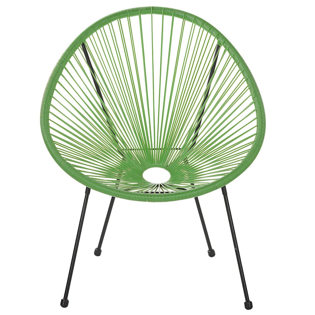 RATTANSTUHL Kunststoff grün 70 cm Acapulco II - Schwarz/Grün, Kunststoff (70/87/90cm) - Beliani