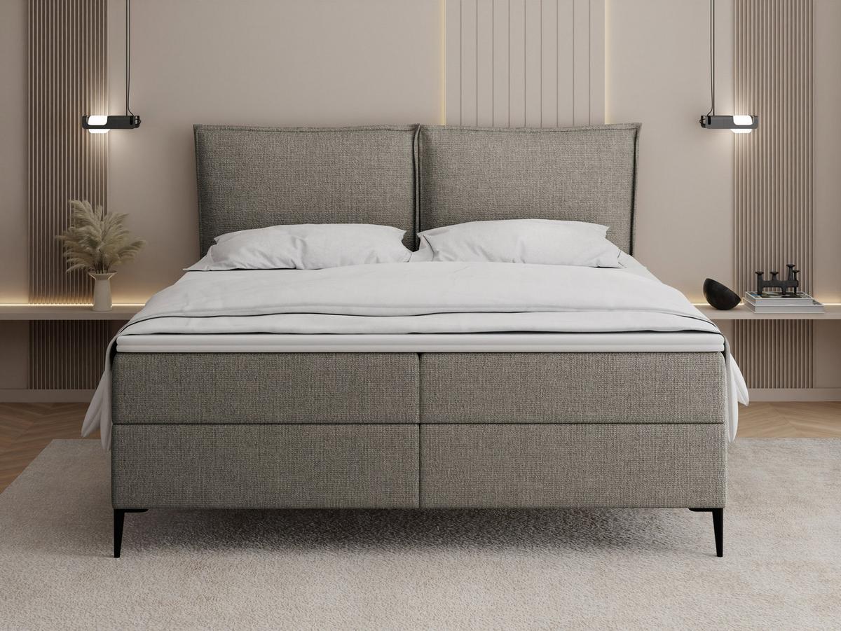 BOXBETT Calio Rise mit Bettkasten, Taupe Chenille 120x200 cm – inkl. H4 Taschenfederkern Matratze & Foam Topper - Taupe/Beige, Holz/Holzwerkstoff (120/200cm) - WFL GROUP