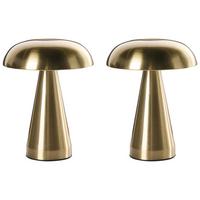 KABELLOSE LED Tischlampe 2er Set mit Dimmer Metall Gold Kulfo - Goldfarben, Metall (15/15/20cm) - Beliani