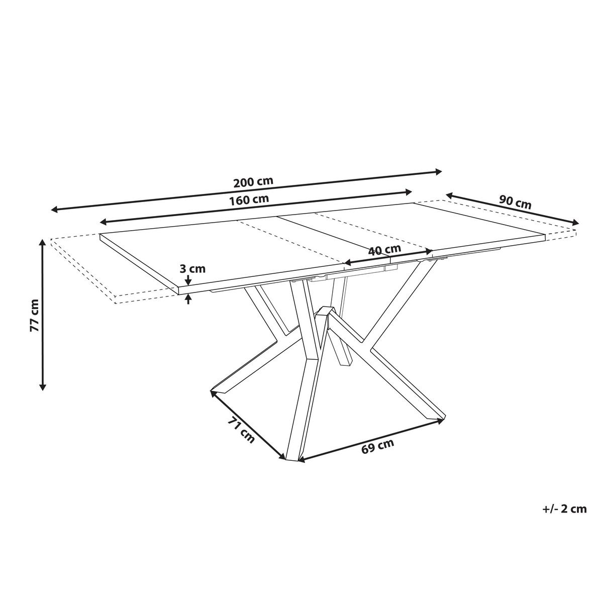 ESSTISCH ausziehbar Hellbraun 160-200/90 cm Ansell - Hellbraun, Holzwerkstoff (160/90/77cm) - Beliani