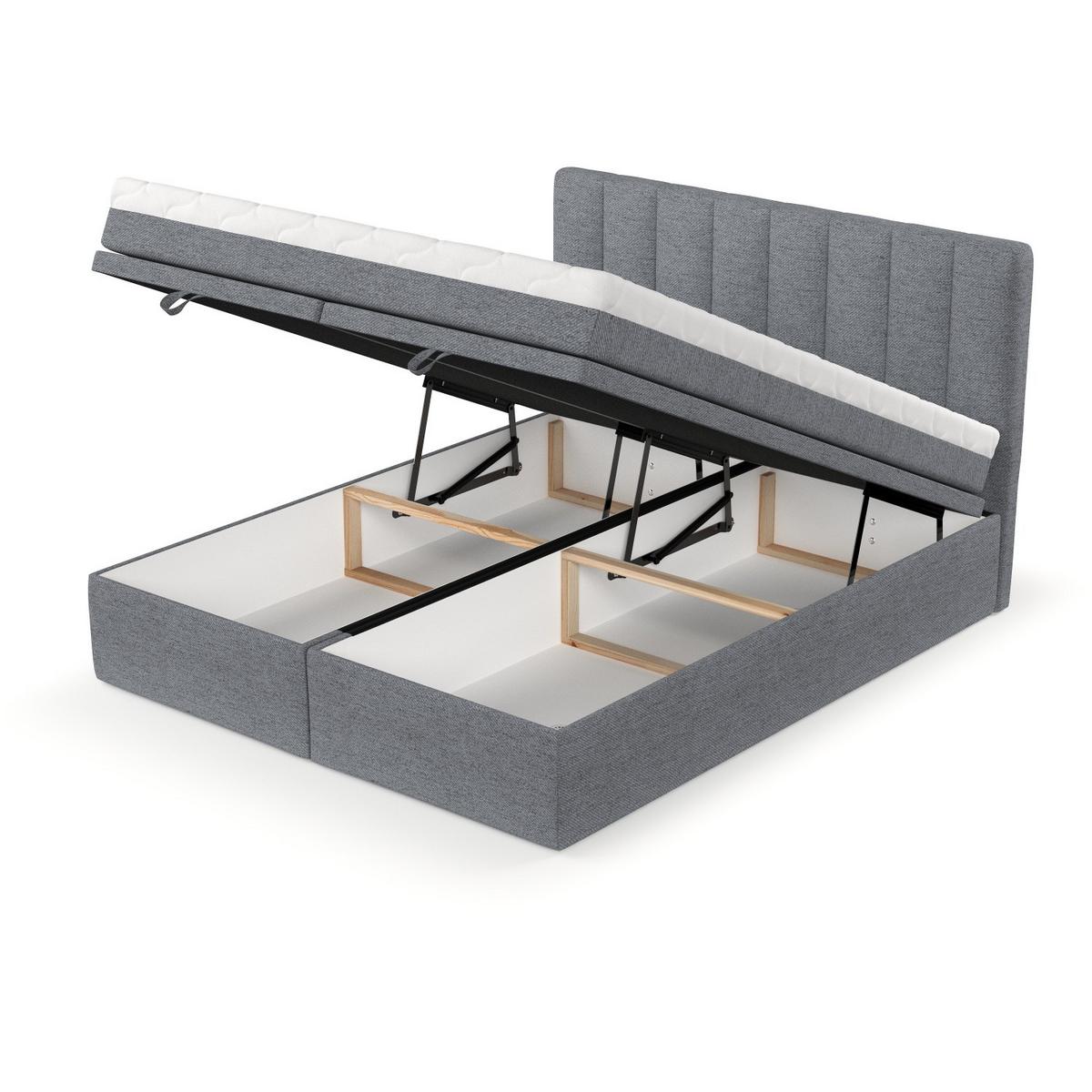 BOXBETT Lume 160/200 cm Grau im Neve Stoff - Schwarz/Grau, Holz/Holzwerkstoff (160/200cm) - AltaBeds