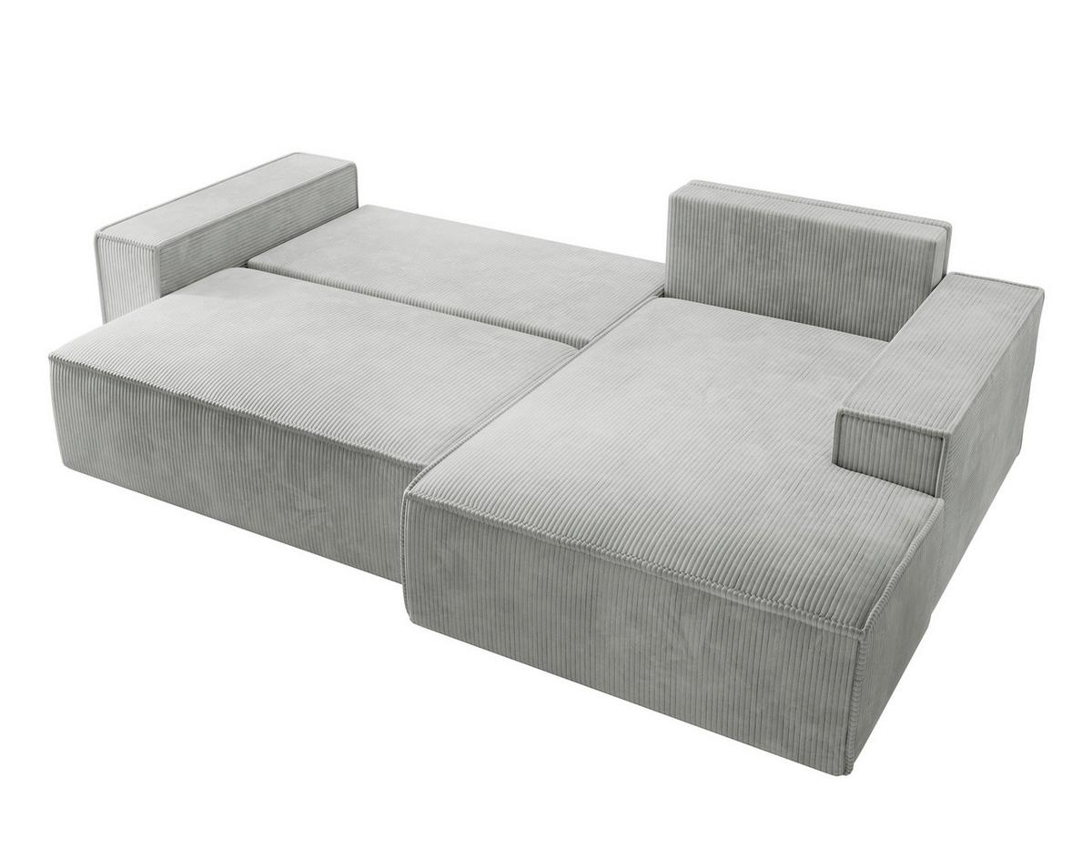 ECKSOFA Farese Hellgrau Cordbezug - Hellgrau/Schwarz, Kunststoff/Textil (267/167cm) - Selsey