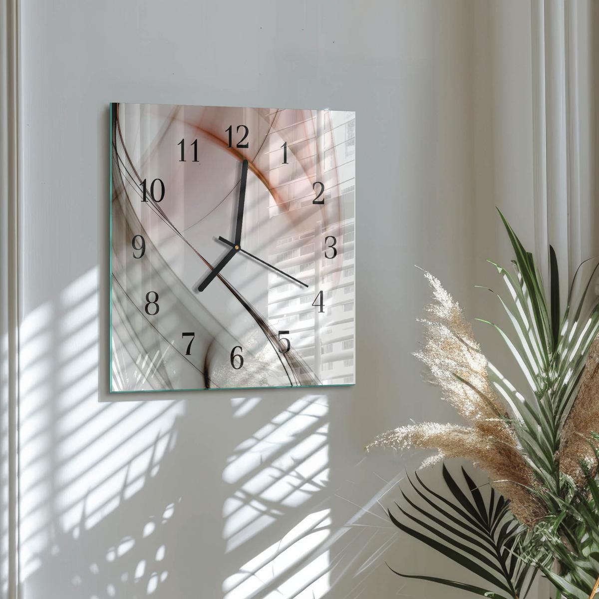 WANDUHR aus Glas 30x30 cm - Abstraktion - Braun, Glas (30/30/0.4cm) - TULUP