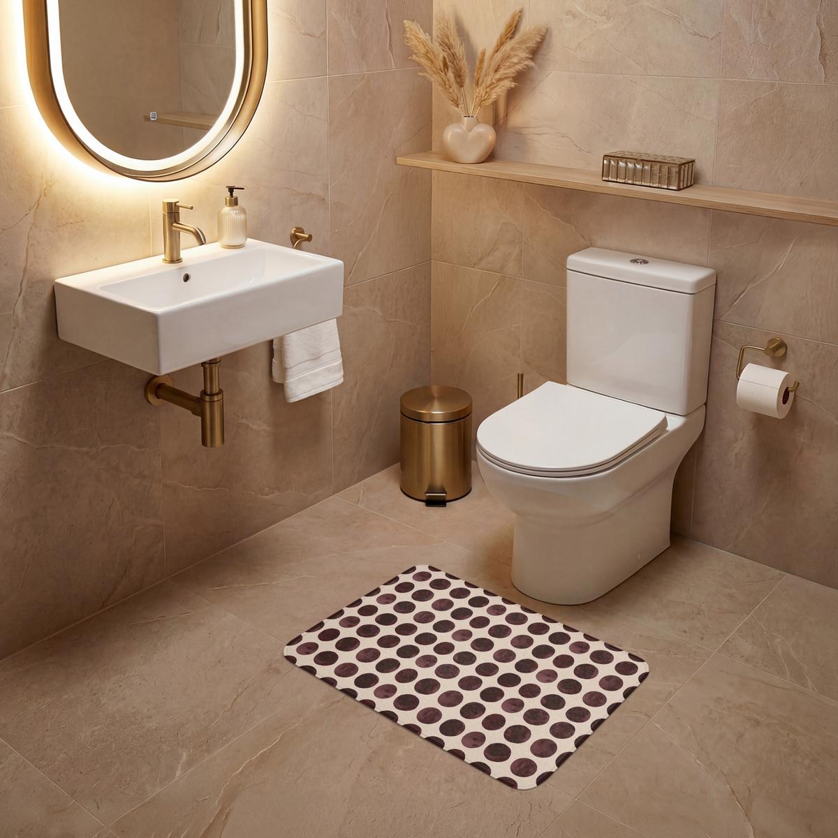 WC-VORLEGER Polka dots - Muster - Braun Toilettenvorleger 60x40 cm - Bordeaux, Textil (60/1cm) - OnlyWow