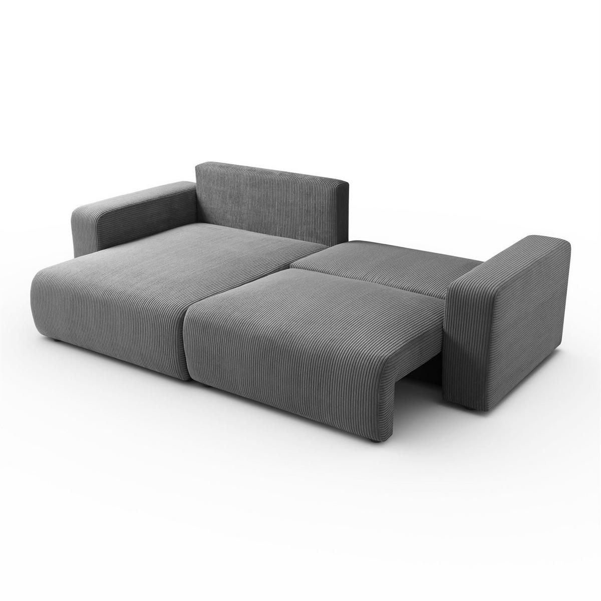 ECKSOFA OPERA L-Form mit Schlaffunktion und Bettkasten, Poso 60 - Grau, Textil (247/143cm) - Lookway