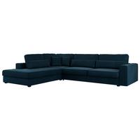 ECKSOFA Savona Dunkelblau Velvet - links - Schwarz/Dunkelblau, Kunststoff/Textil (316/249cm) - MKS