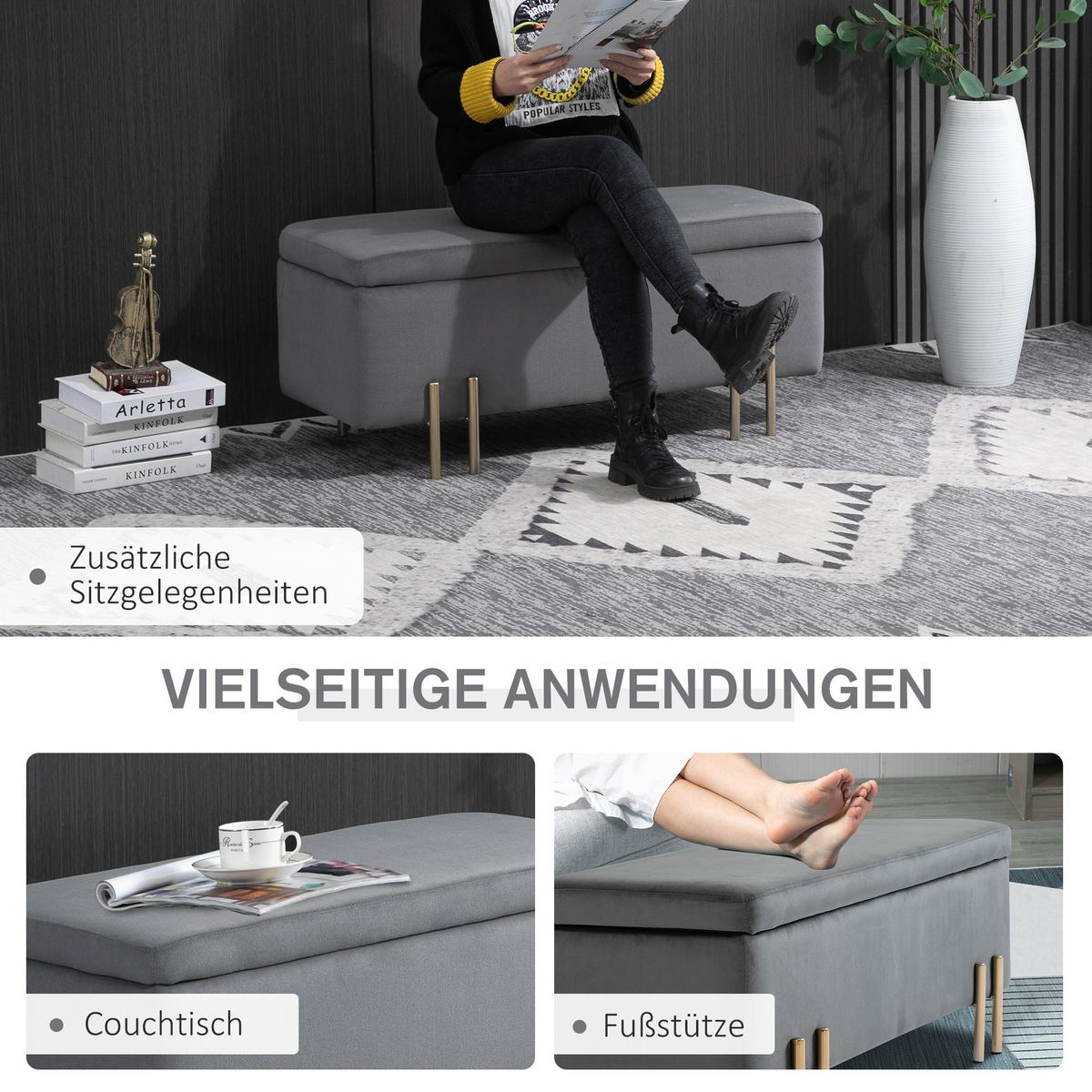TRUHENBANK Dunkelgrau - Dunkelgrau, Textil (40/42/100cm) - HOMCOM