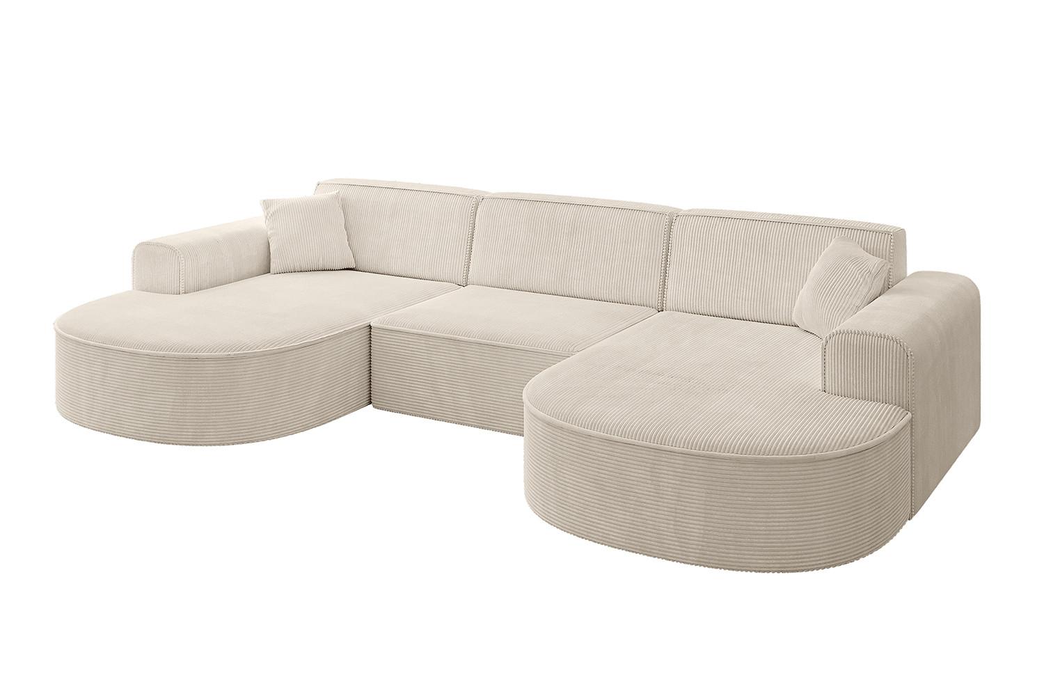 WOHNLANDSCHAFT MARI-U1 - 303x171x79 cm Beige Cord - Beige/Schwarz, Holzwerkstoff/Kunststoff (303/79/171cm) - ALTDECOR