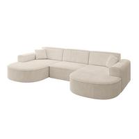 WOHNLANDSCHAFT MARI-U1 - 303x171x79 cm Beige Cord - Beige/Schwarz, Holzwerkstoff/Kunststoff (303/79/171cm) - ALTDECOR