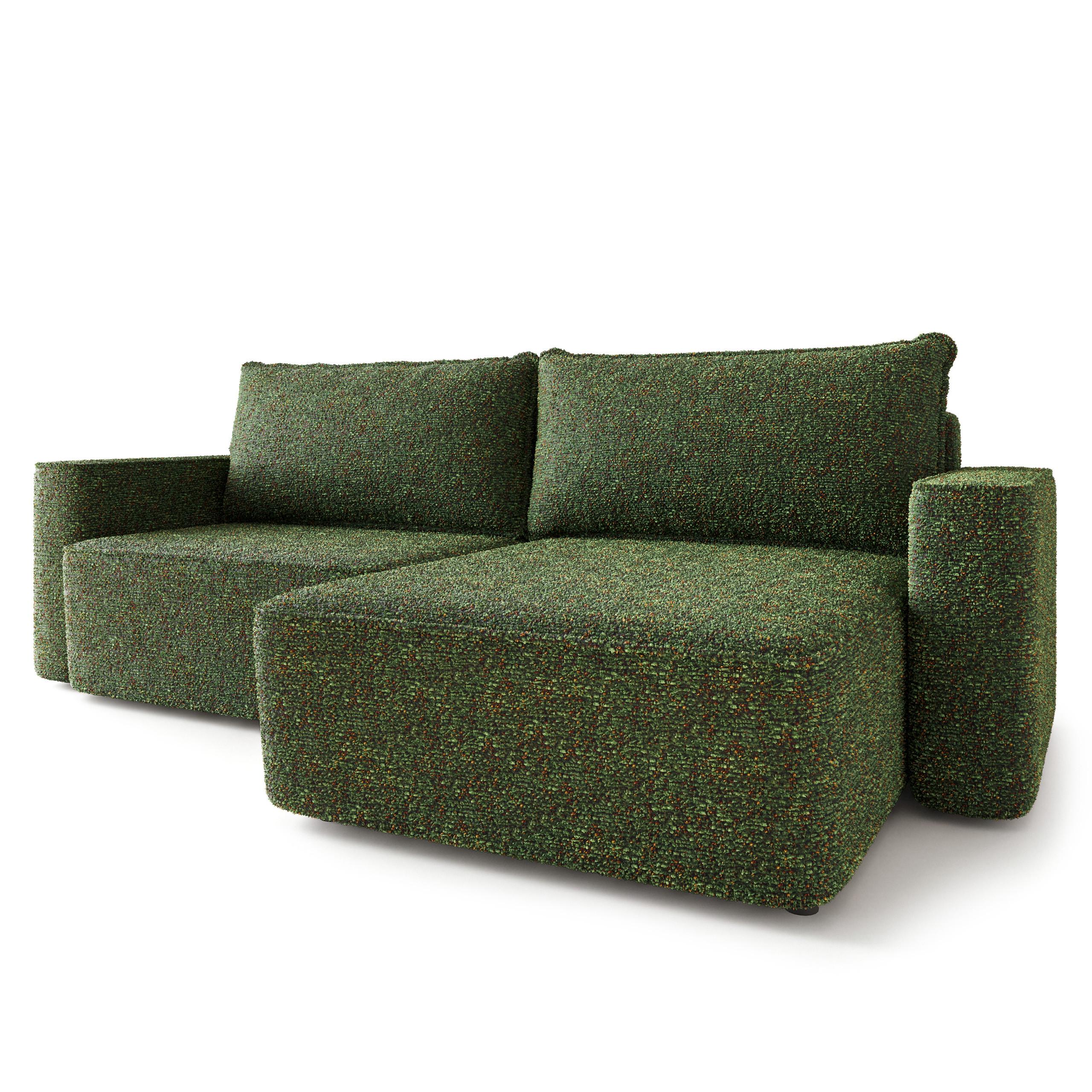 ECKSOFA BELISE BL Grün Chenille mit Schlaffunktion - Grün, Holz/Textil (252/162cm) - MASSENO