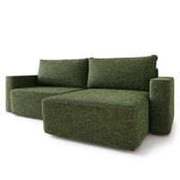 ECKSOFA BELISE BL Grün Chenille mit Schlaffunktion - Grün, Holz/Textil (252/162cm) - MASSENO