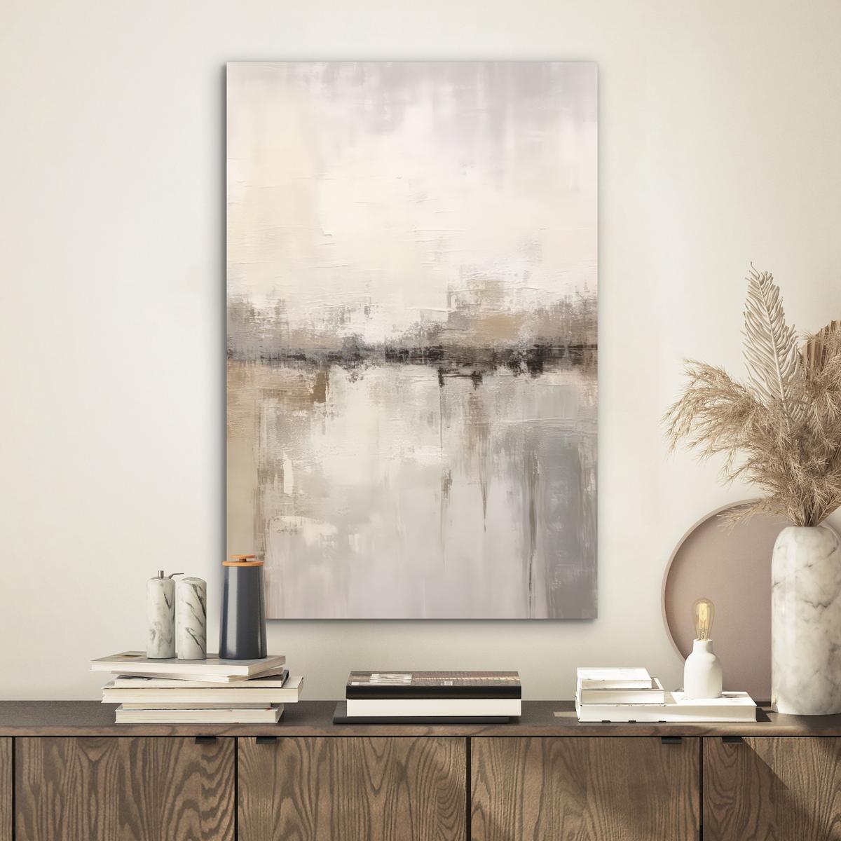 METALLBILD Moderne Kunst - Abstrakt - Beige Deko Schlafzimmer 40x60 cm - Beige, Metall (40/60cm) - MuchoWow
