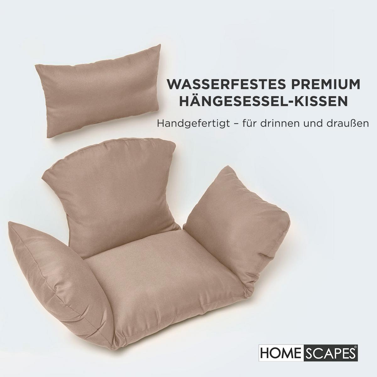 HÄNGESESSEL-KISSEN wetterfest mit Kopfstütze - Beige, Textil (110/15/112cm) - Homescapes