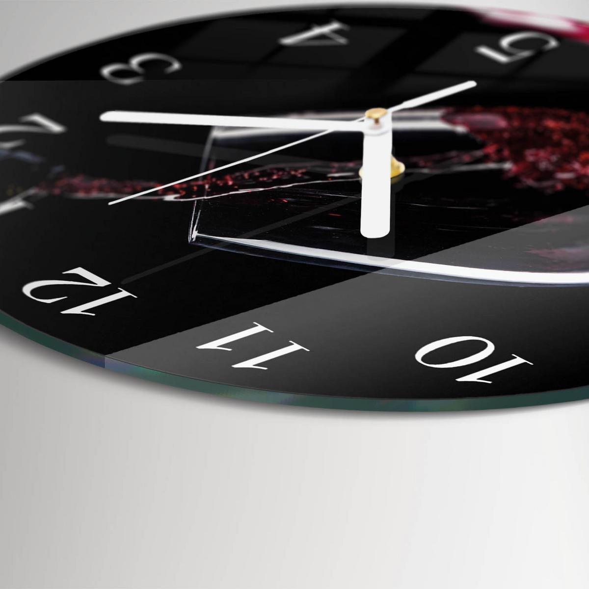 WANDUHR aus Glas Ø30 cm - Wein - Schwarz, Glas (30/30/0.4cm) - TULUP