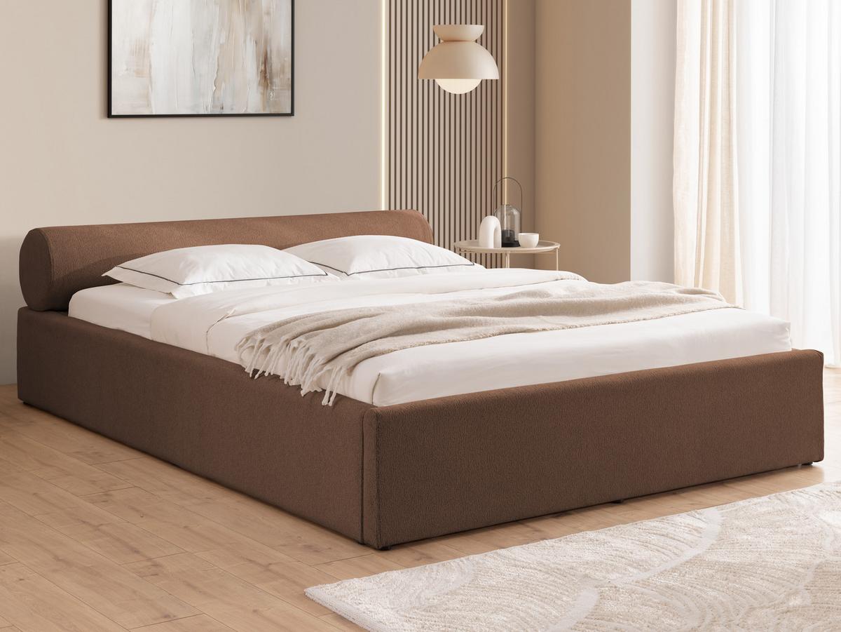 POLSTERBETT 200/200 cm Josy im Designer-Look mit Bettkasten und Lattenrost aus Braun Chenille-Stoff - Schwarz/Braun, Holz/Kunststoff (200/200cm) - S-Style Möbel