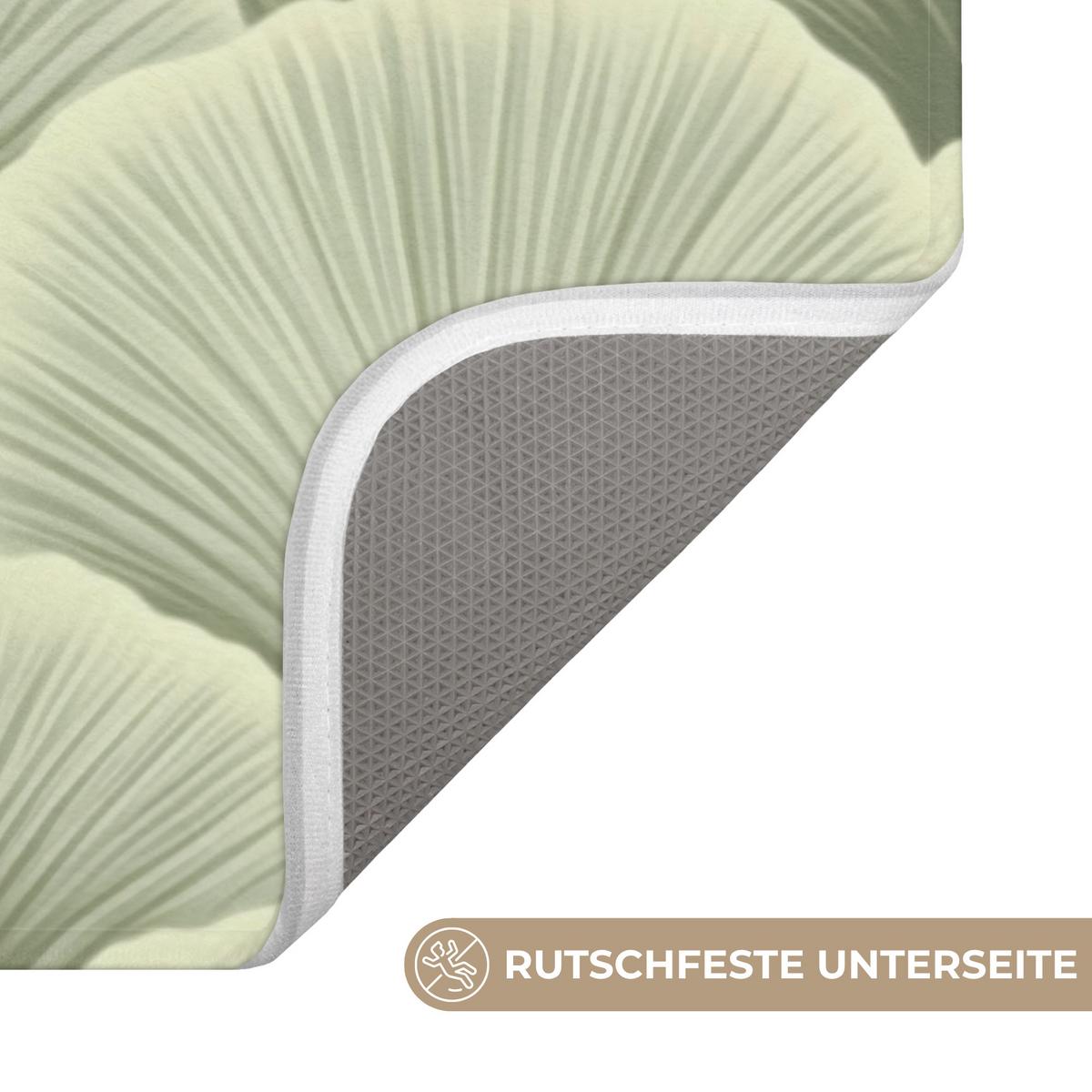WC-VORLEGER Fächer - Blatt - Grün Toilettenvorleger 55x60 cm - Pastellgrün, Textil (55/1cm) - OnlyWow