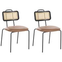 ESSZIMMERSTUHL 2er Set Metall Braun Adelanto - Braun, Kunststoff/Metall (48/81/58cm) - Beliani