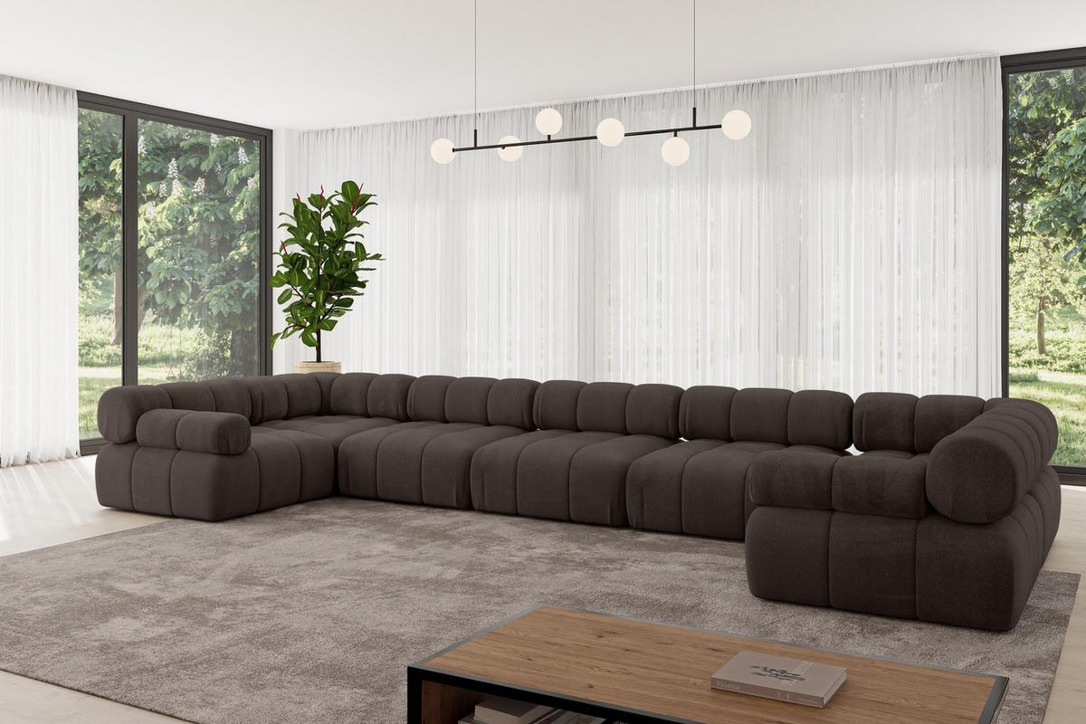 WOHNLANDSCHAFT modulares Sofa Birno-U3 - 475x190x70 cm Braun Velours - Braun, Holzwerkstoff/Textil (475/70/190cm) - ALTDECOR