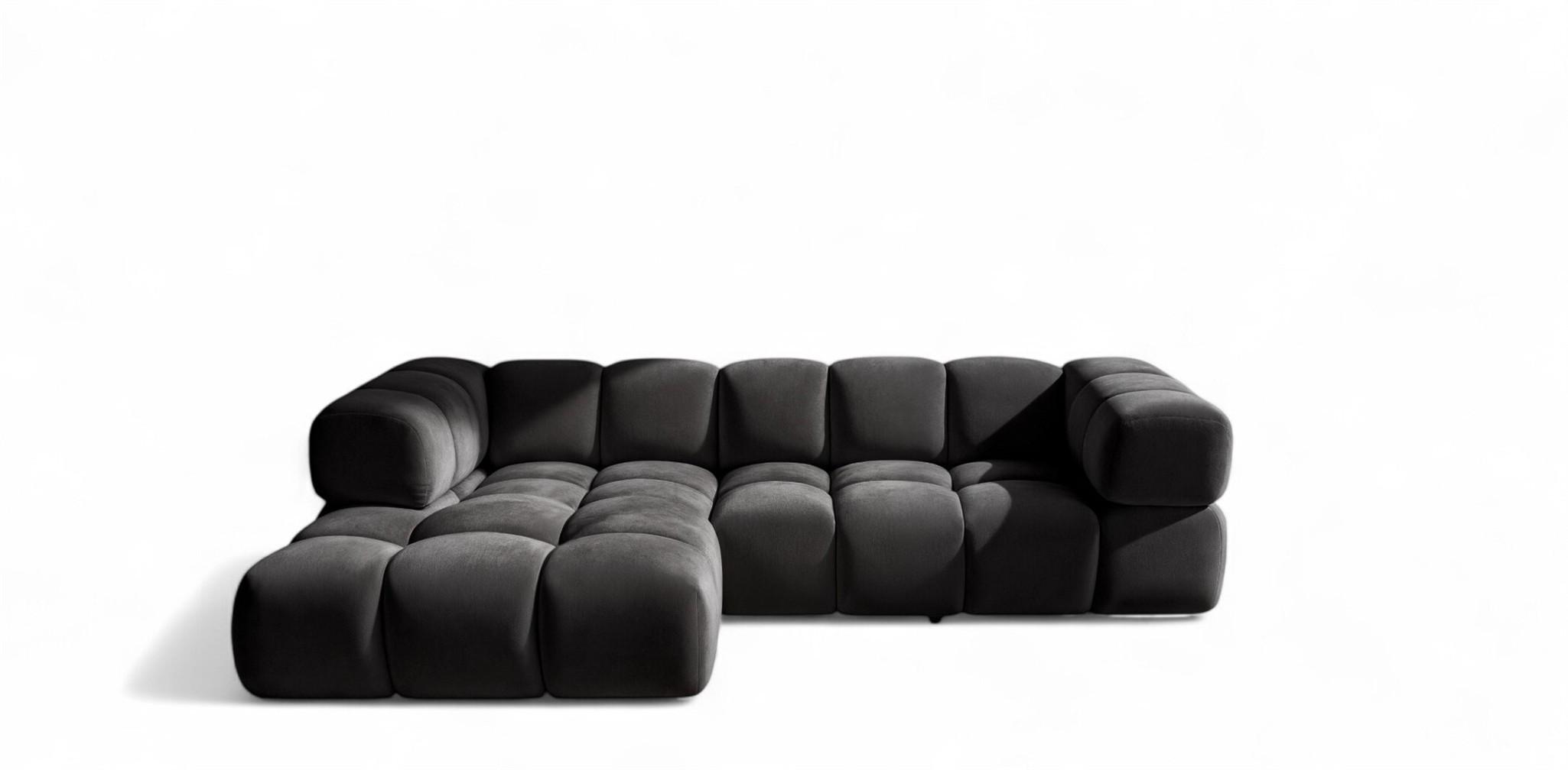 ECKSOFA Blanche In Bluvel - Schwarz, Holzwerkstoff/Textil (280/150cm) - Fun Möbel