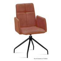 ARMLEHNSTUHL drehbar (6er-Set) Doanna 52x92x60 Schwarz/Cognac - Cognac/Schwarz, Kunststoff (60/92/52cm) - 58aufmkessel