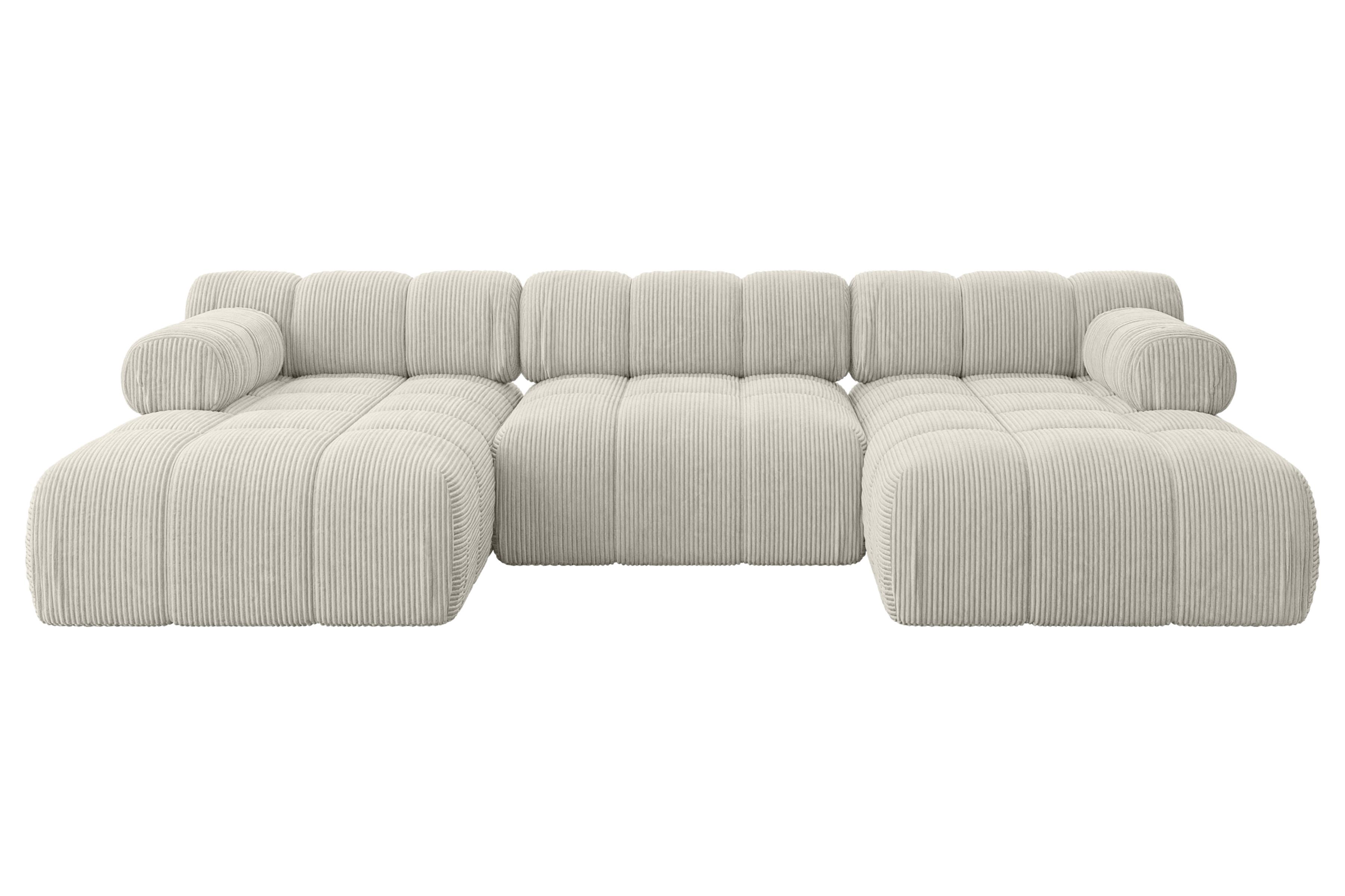 WOHNLANDSCHAFT modulares Sofa Tesso-U1 - 285x160x70 cm Creme Cord - Hellgrau/Creme, Holzwerkstoff/Textil (285/70/160cm) - ALTDECOR