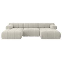 WOHNLANDSCHAFT modulares Sofa Tesso-U1 - 285x160x70 cm Creme Cord - Hellgrau/Creme, Holzwerkstoff/Textil (285/70/160cm) - ALTDECOR