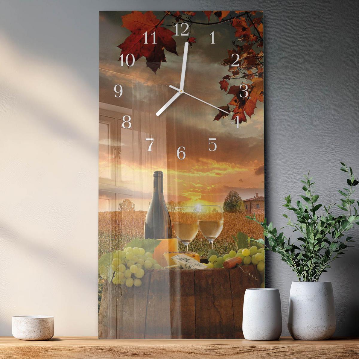 WANDUHR aus Glas 30x60 cm - Wein Natur - Multicolor, Glas (30/60/0.4cm) - TULUP