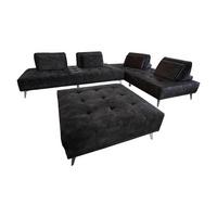 MODULSOFA MIT HOCKER WIOLO Anthrazit Velvet - Anthrazit/Silberfarben, Textil/Metall (350/80/350cm) - KAWOLA