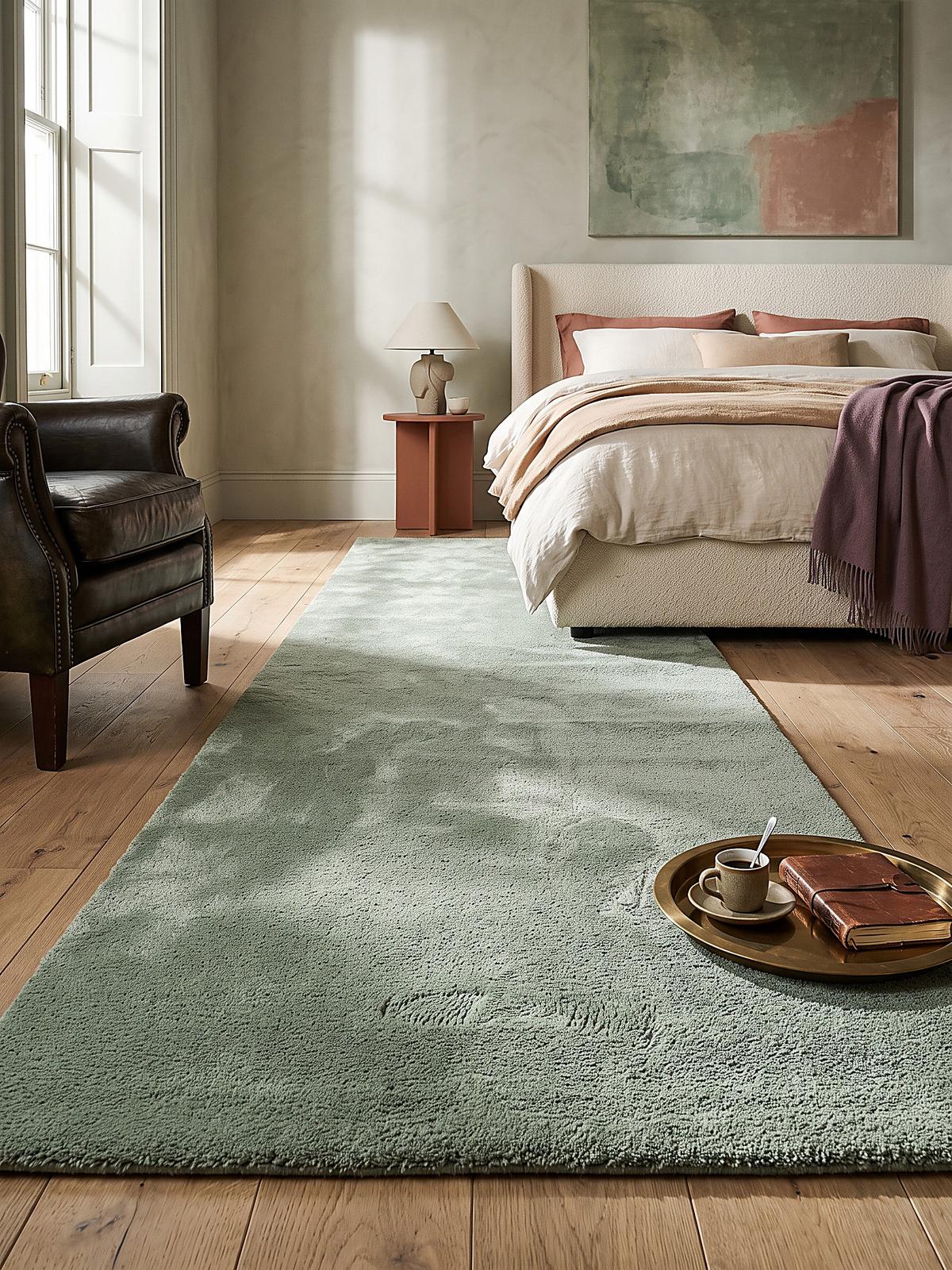 LÄUFER ALDAN Antirutsch Uni Polyester Grün 80 x 300 cm - Grün, Textil (80/300cm) - KADIMA DESIGN