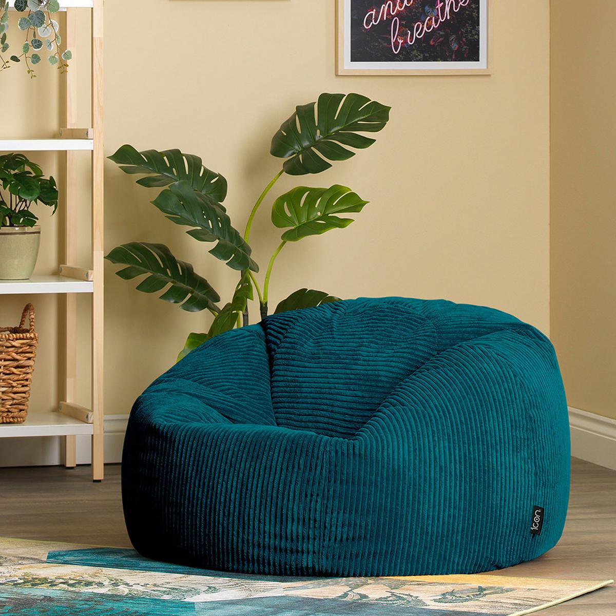 SITZSACK Klassisch Sessel aus Cord 2-tlg. - Dunkelgrün, Textil (85/50/85cm) - icon