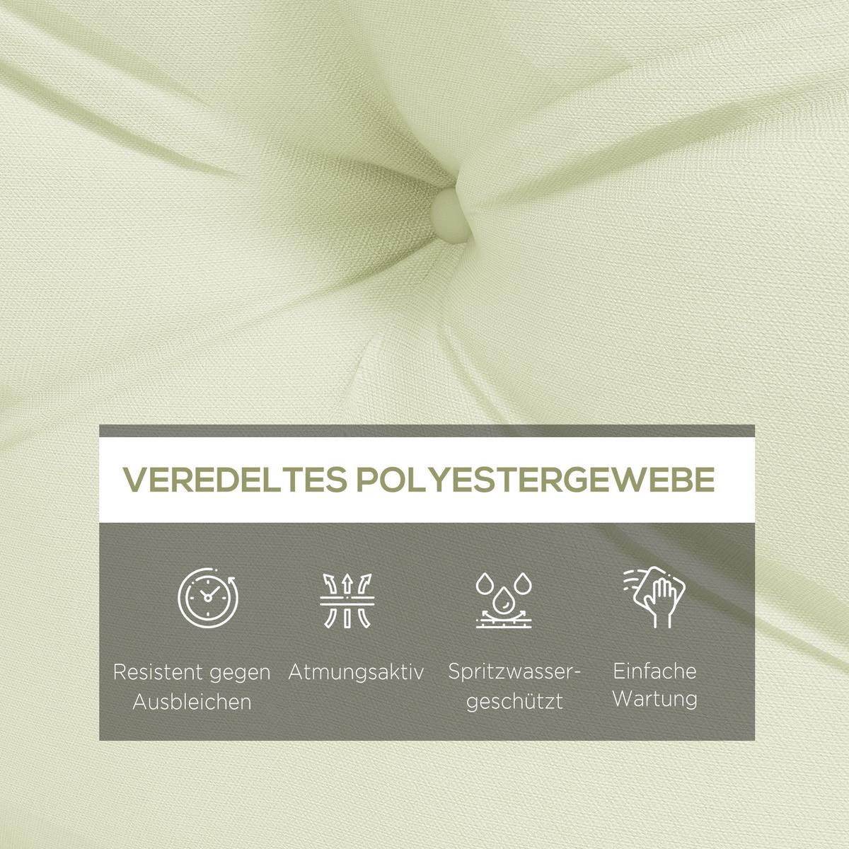 SITZKISSEN 2er Set Polyester Cremeweiß - Creme, Textil (80/12/120cm) - Outsunny