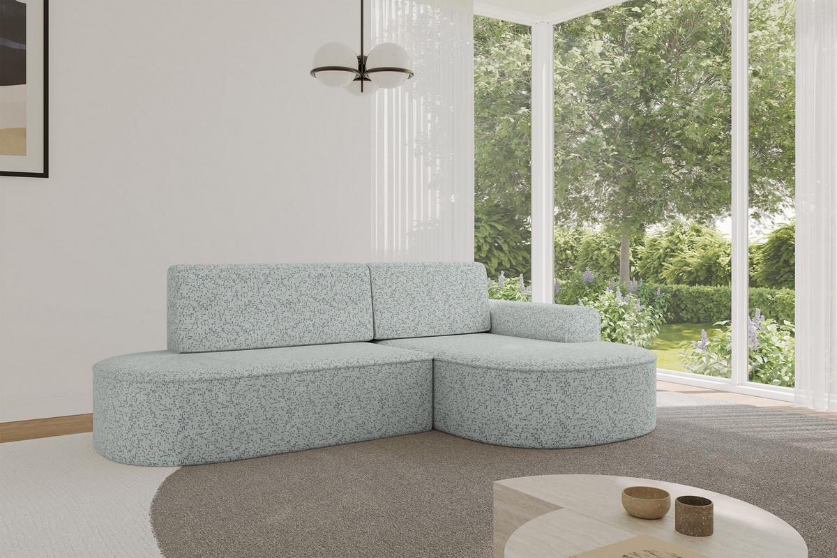 ECKSOFA mit Schlaffunktion und Bettkasten Ottomane Rechts MARI-L1-S - 283x167x73 cm Grün Tissu - Dunkelgrün/Schwarz, Holzwerkstoff/Kunststoff (167/283cm) - ALTDECOR